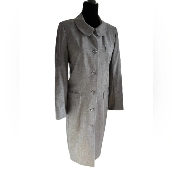 Rebecca Taylor Long Gray Wool Blend Dress Coat Jacket 8 - Picture 1 of 8